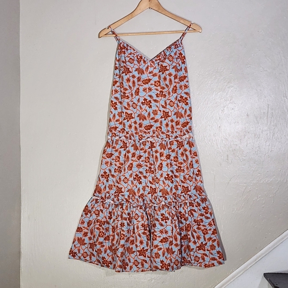 Derek Lam Blue and Orange Ruffled Tiered Sundress - Picture 1 of 6
